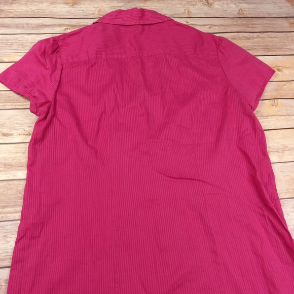 Style & Co 10 Button Front Short Sleeve Shirt Pink Pinstripe - Picture 6 of 6